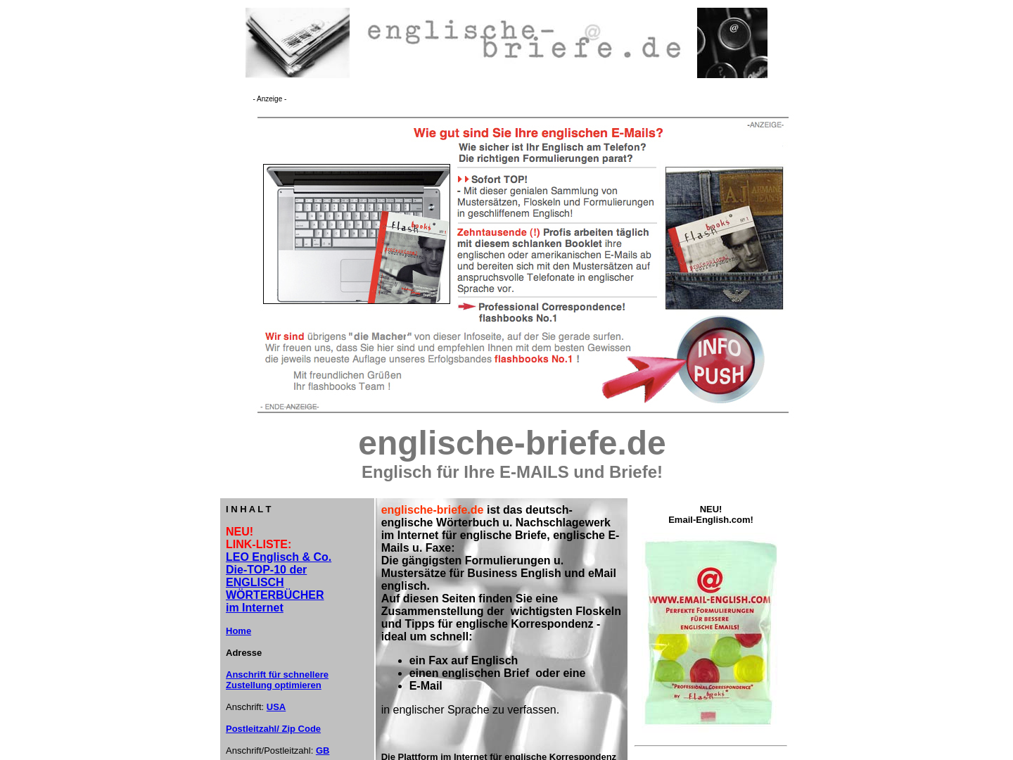 Englische Briefe, E-Mails Faxe