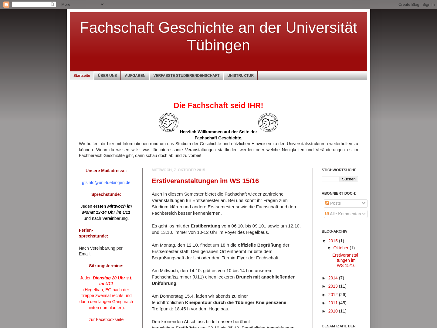Fachschaft Geschichte der Universität Tübingen