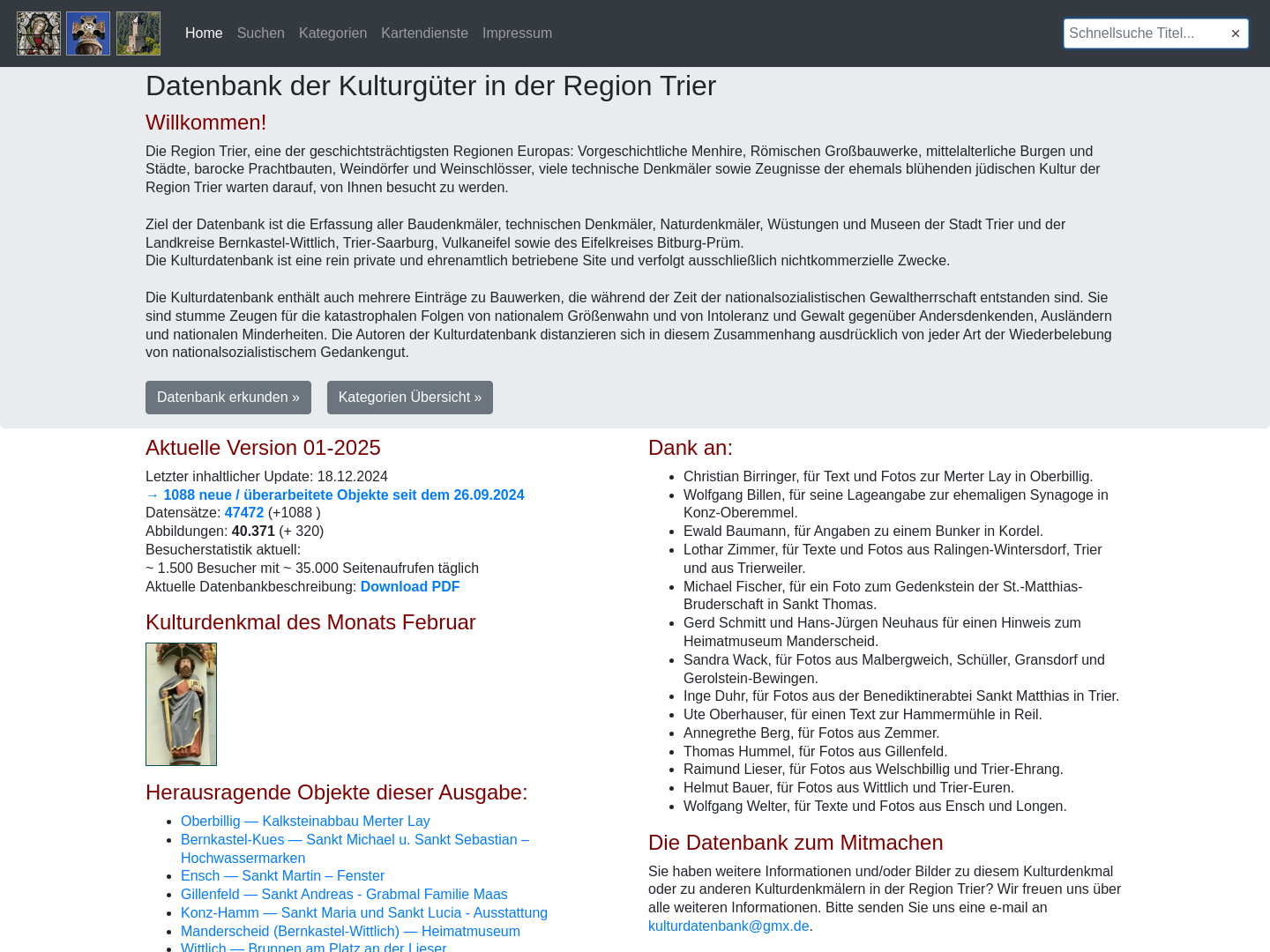 Datenbank der Kulturdenkmäler in der Region Trier
