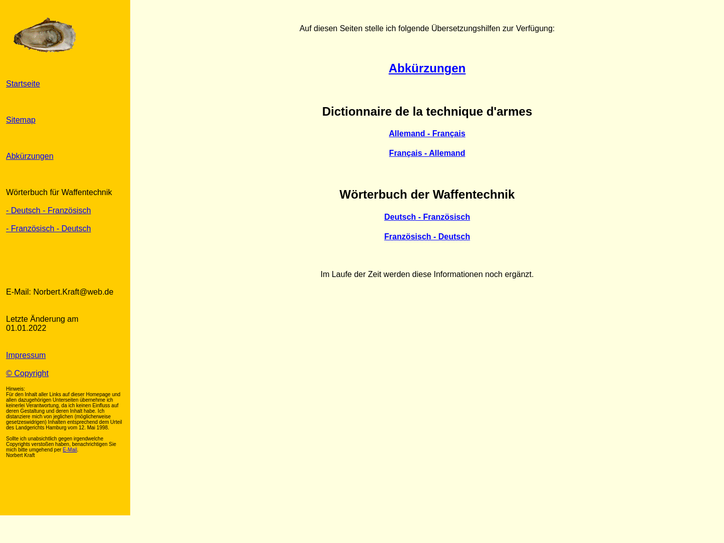 Wörterbuch der Waffentechnik (Norbert Kraft)
