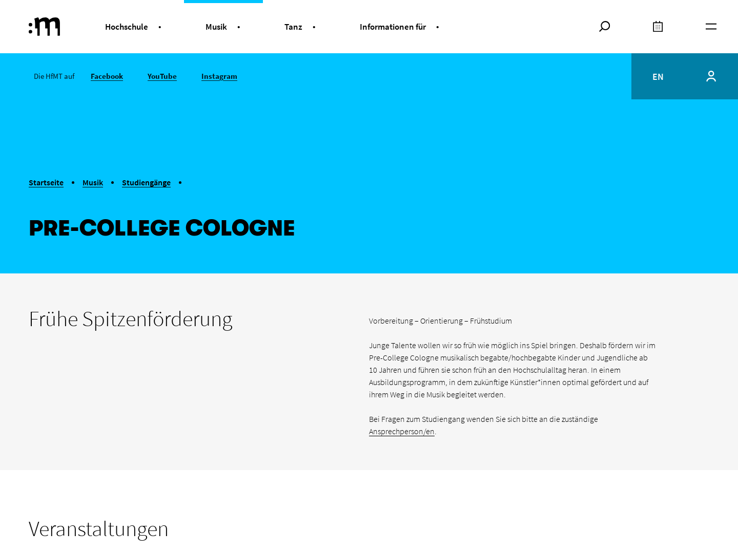 HfMT Köln, Pre-College Cologne
