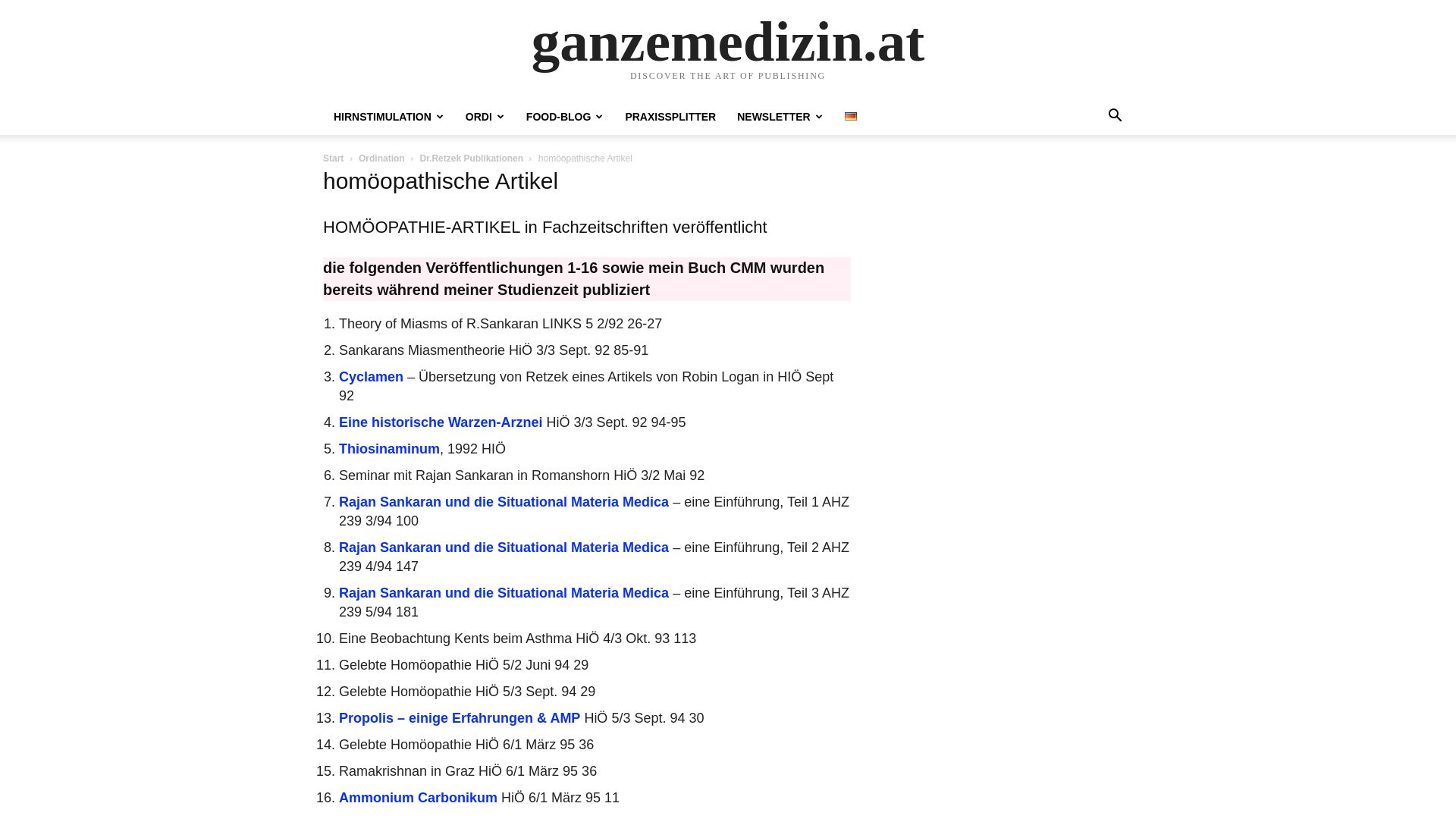 Klassische Homöopathie - Info-Sammlung