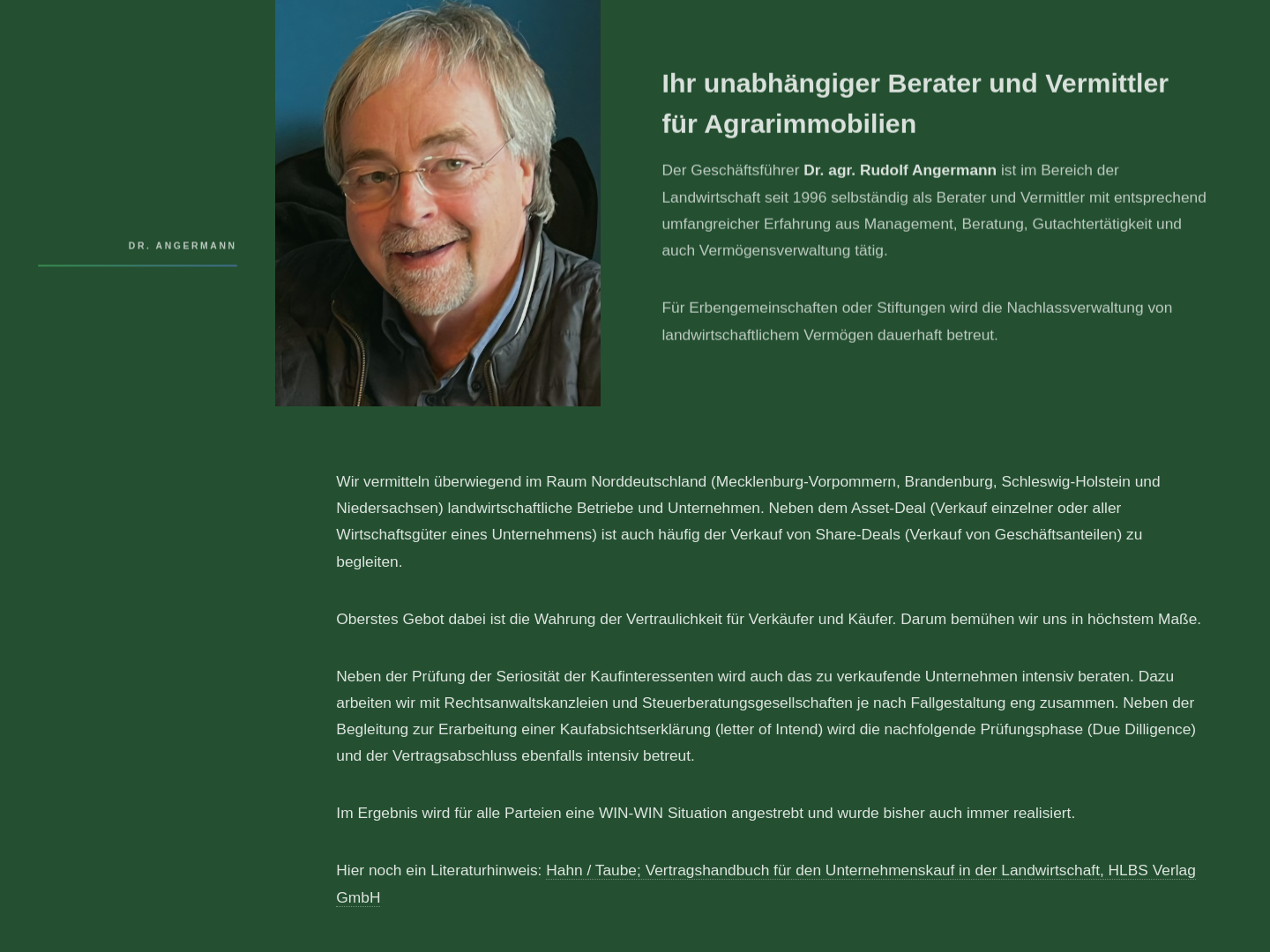 Agrar Immobilien, Dr. agr. Rudolf Angermann