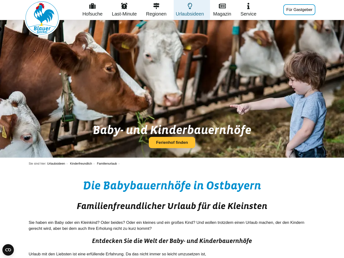 Kinderbauernhöfe in Ostbayern