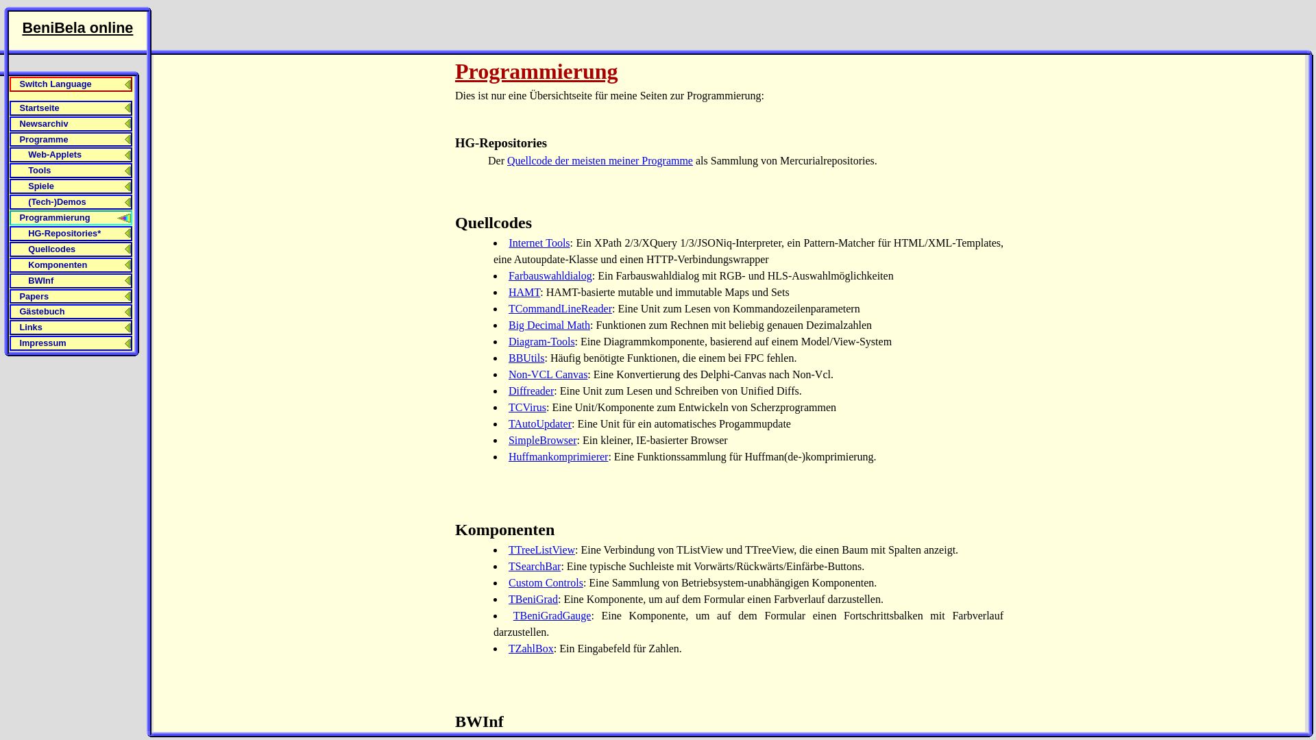 BeniBela online: Programmierung