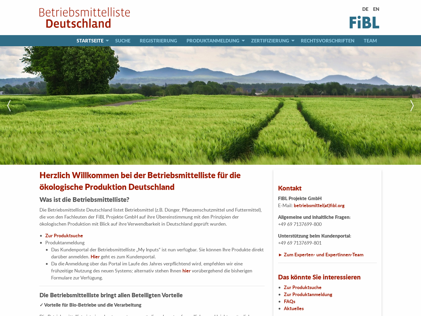 Betriebsmittelliste für den ökologischen Landbau