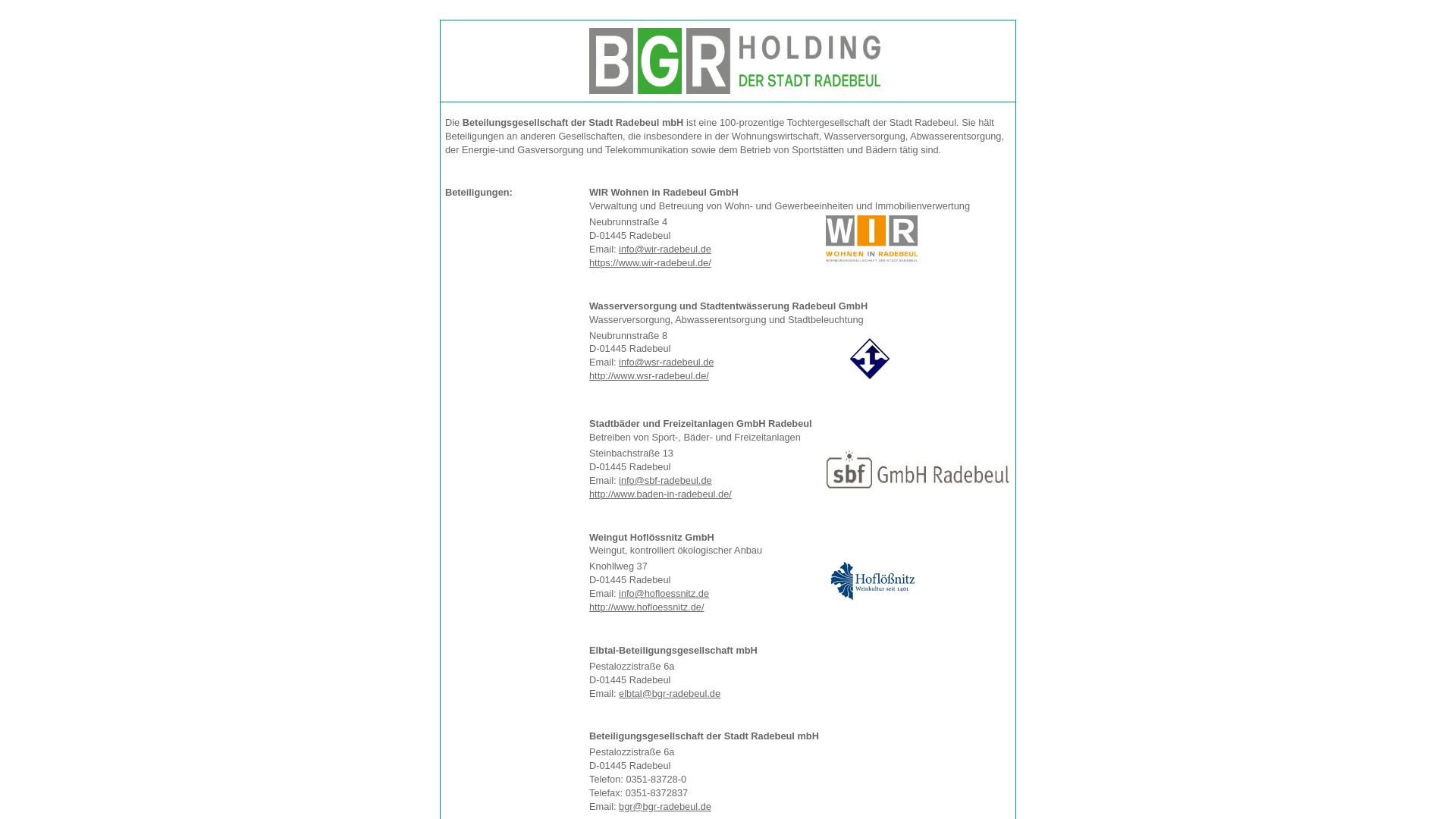 Besitzgesellschaft der Stadt Radebeul GmbH