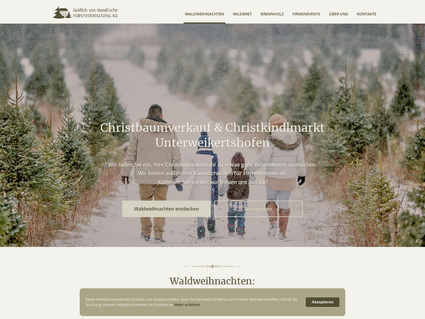 Christbaumverkauf der Gräflich von Hundt'schen Forstverwaltung