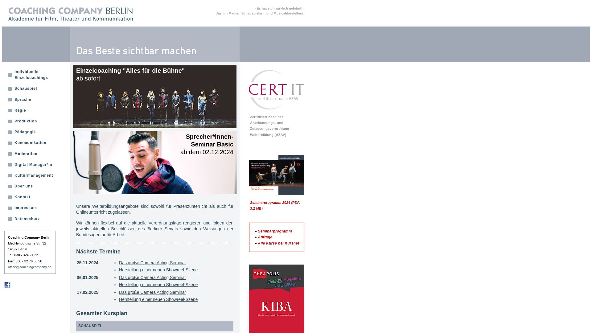 Camera Acting - Coaching Company Berlin