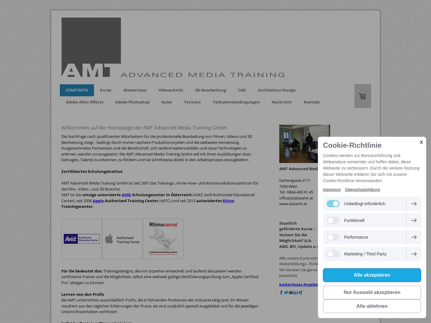 Trainingscenter für Video-, Filmschnitt, Compositing und 3D Animation