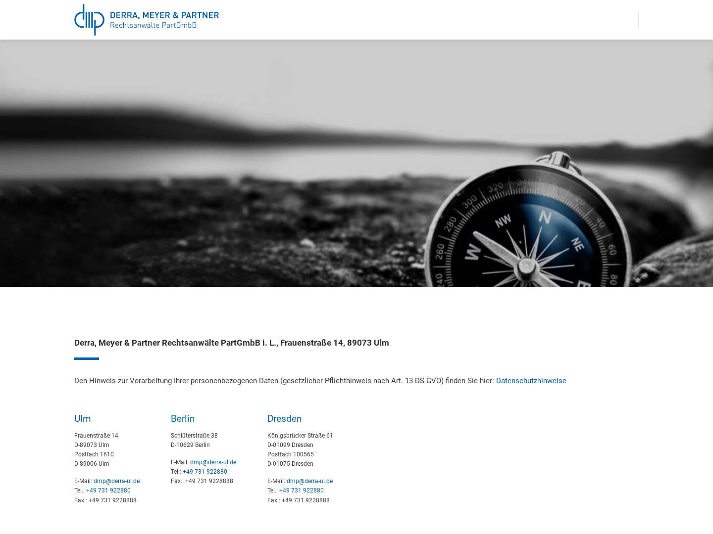 Rechtsanwälte Derra, Meyer und Partner, Ulm, Dresden, Berlin, Bamberg, Köln, Bologna und Mailand