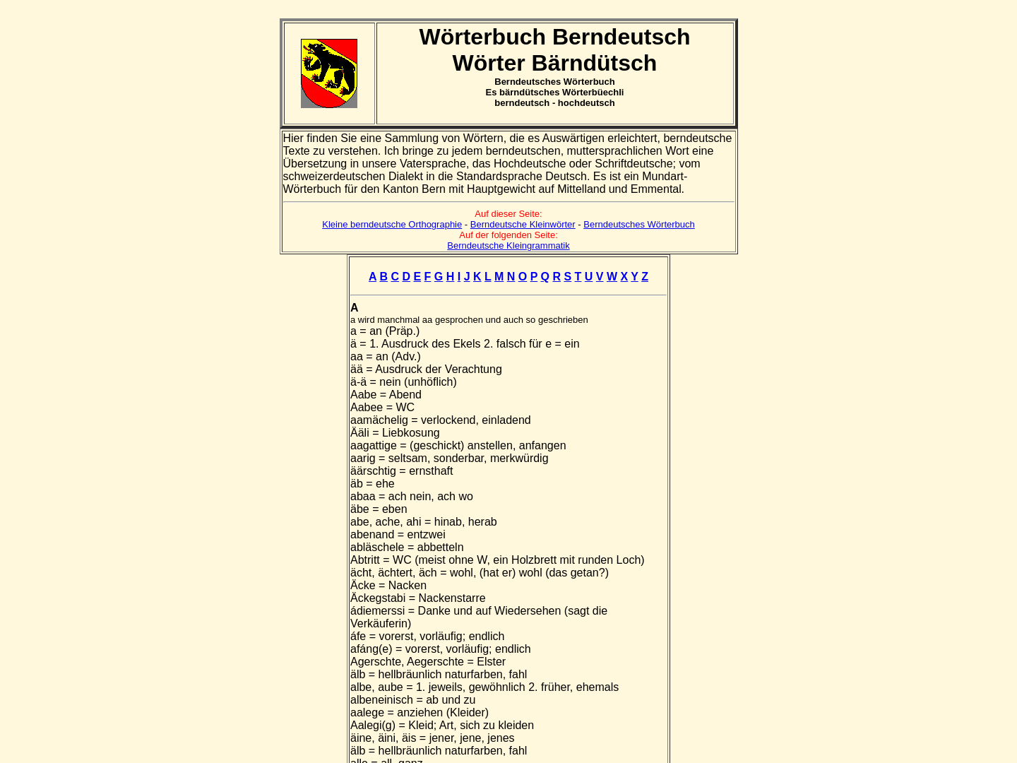 Berndeutsches Wörterbuch/Bärndütsches Wörterbüechli