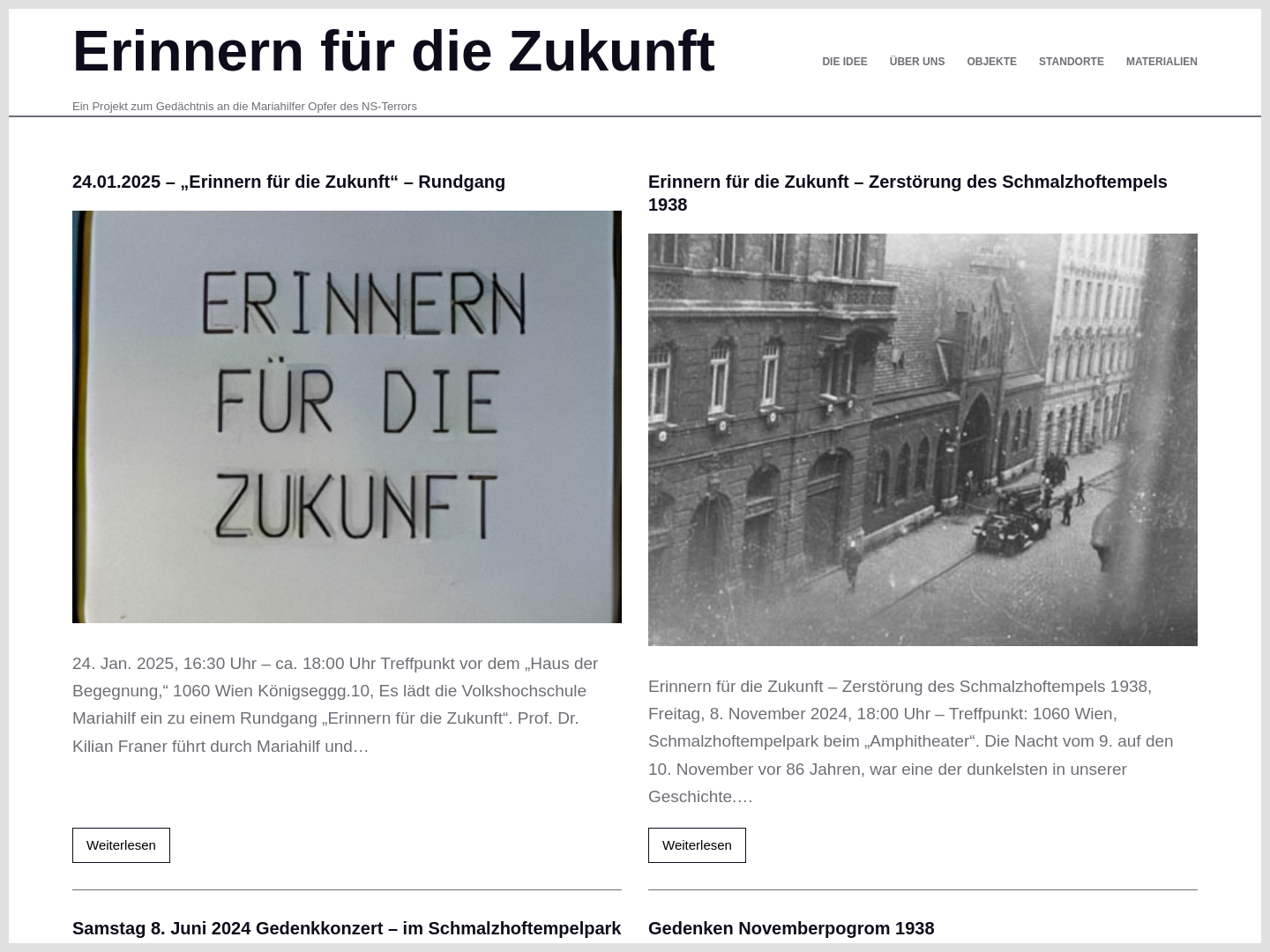 Erinnern für die Zukunft - Ein Projekt zum Gedächtnis an die Mariahilfer Opfer des NS-Terrors