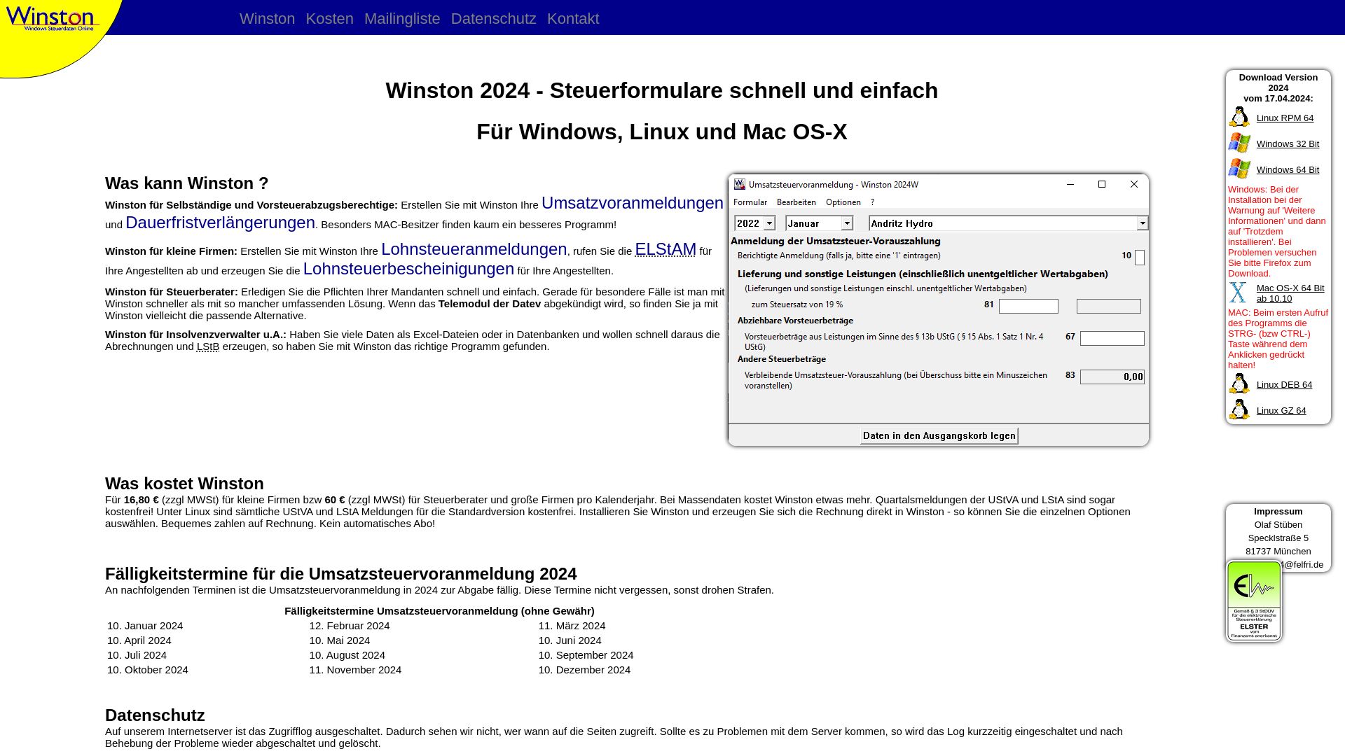 Winston - Windows Steuerdaten Online, Olaf Stüben