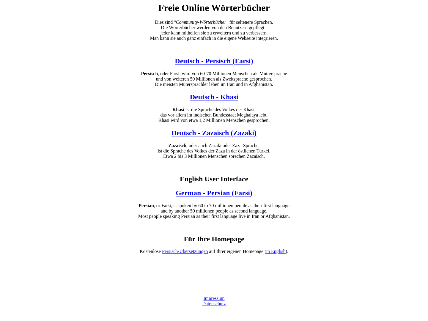 Wörterbuch Farsi und Khasi