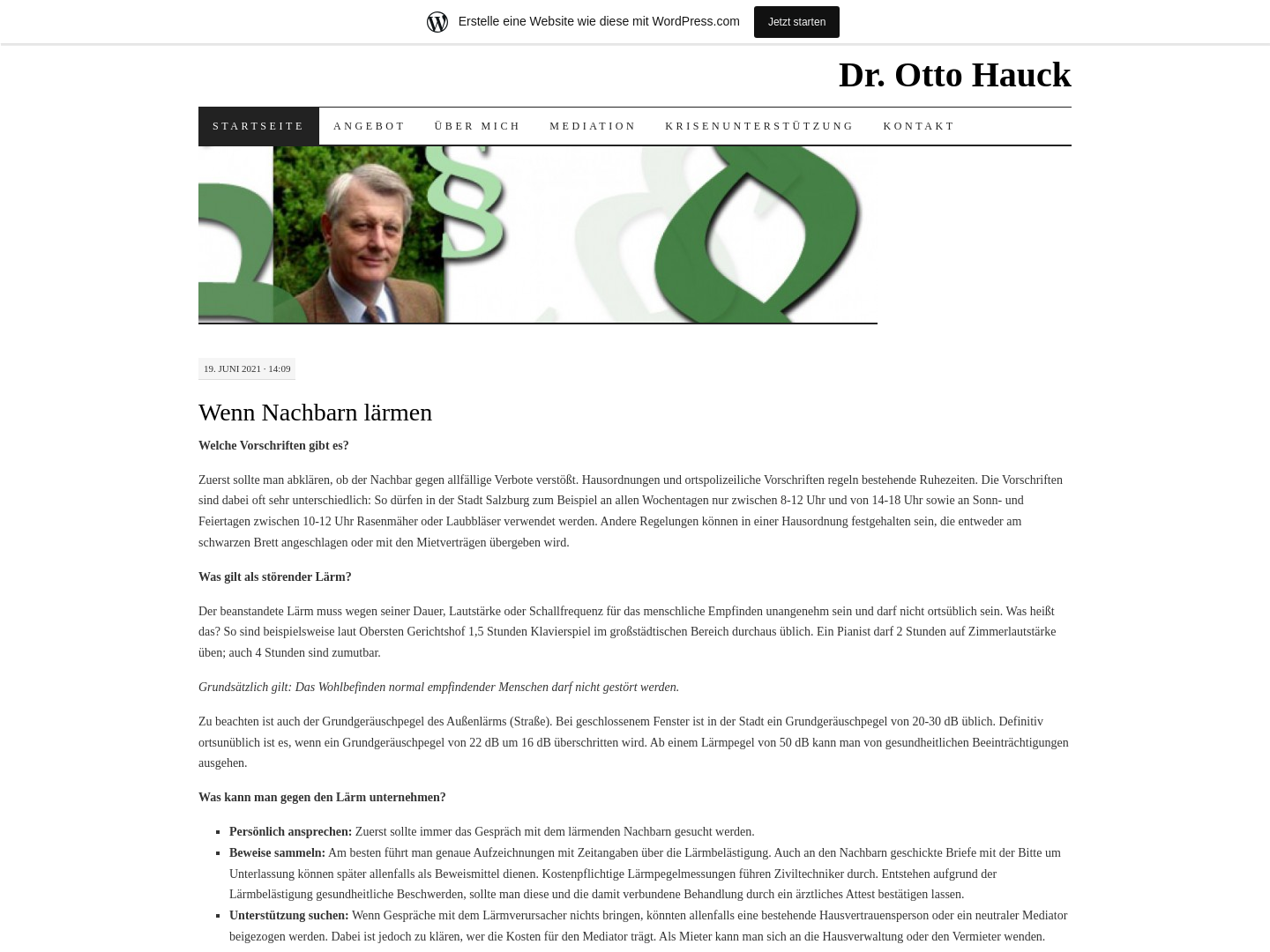 Rechtsanwalt und Mediator Dr. Otto Hauck