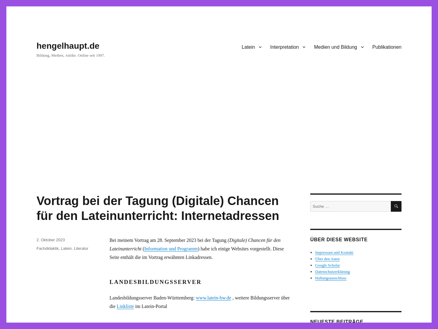 Linklisten für die römische Antike
