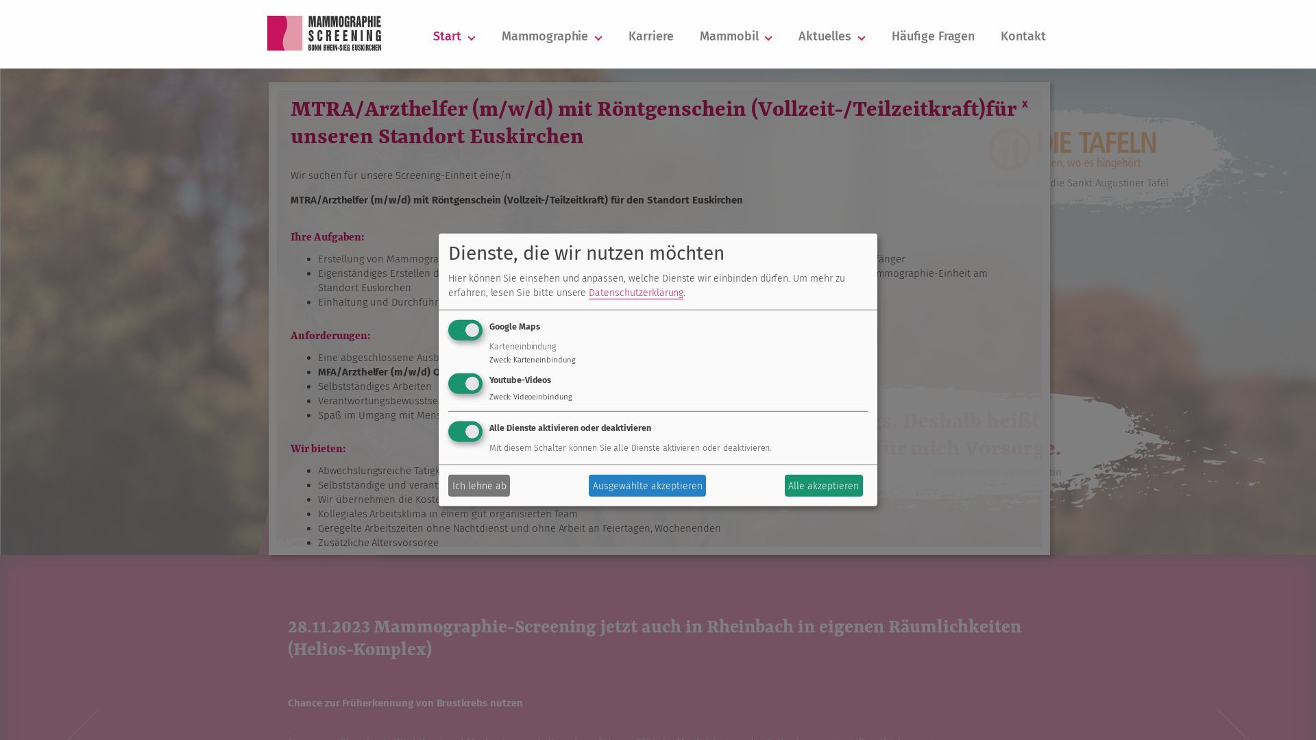 Mammographie-Screening-Zentrum Bonn, Rhein-Sieg, Euskirchen