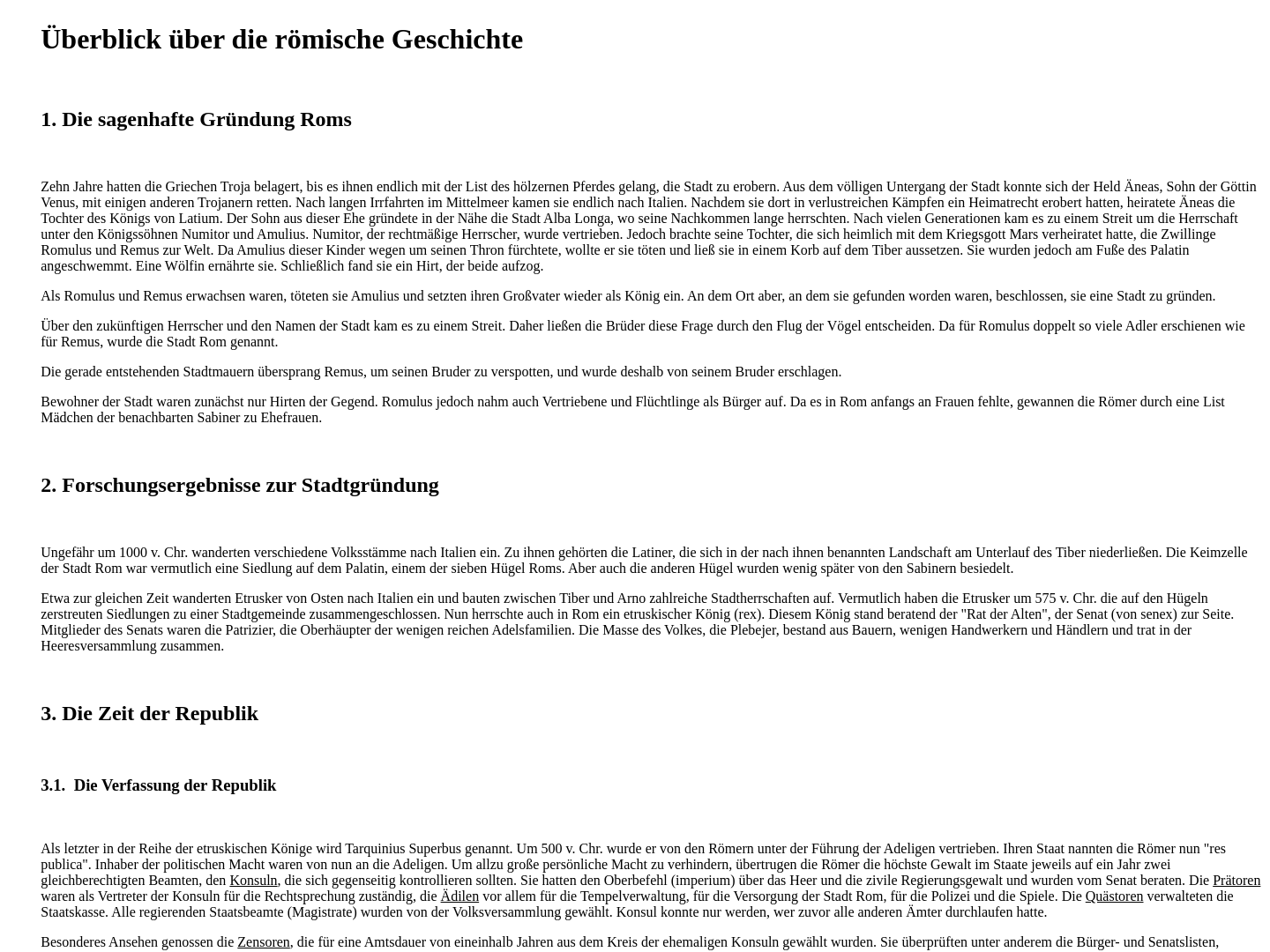 Römische Geschichte bis Augustus
