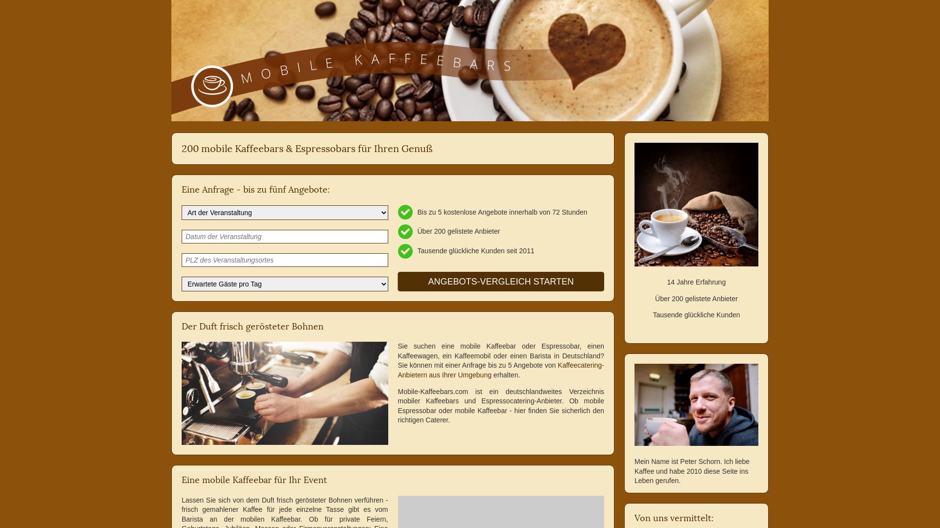 Mobiles Kaffeecatering - deutschlandweite Übersicht