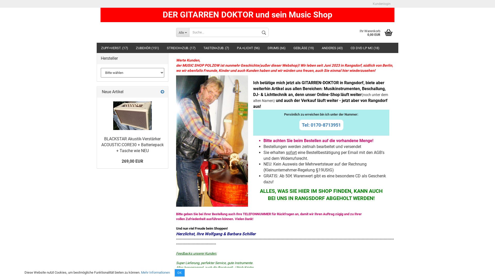 Music Shop Polzow; Inhaber: Wolfgang H. Schiller