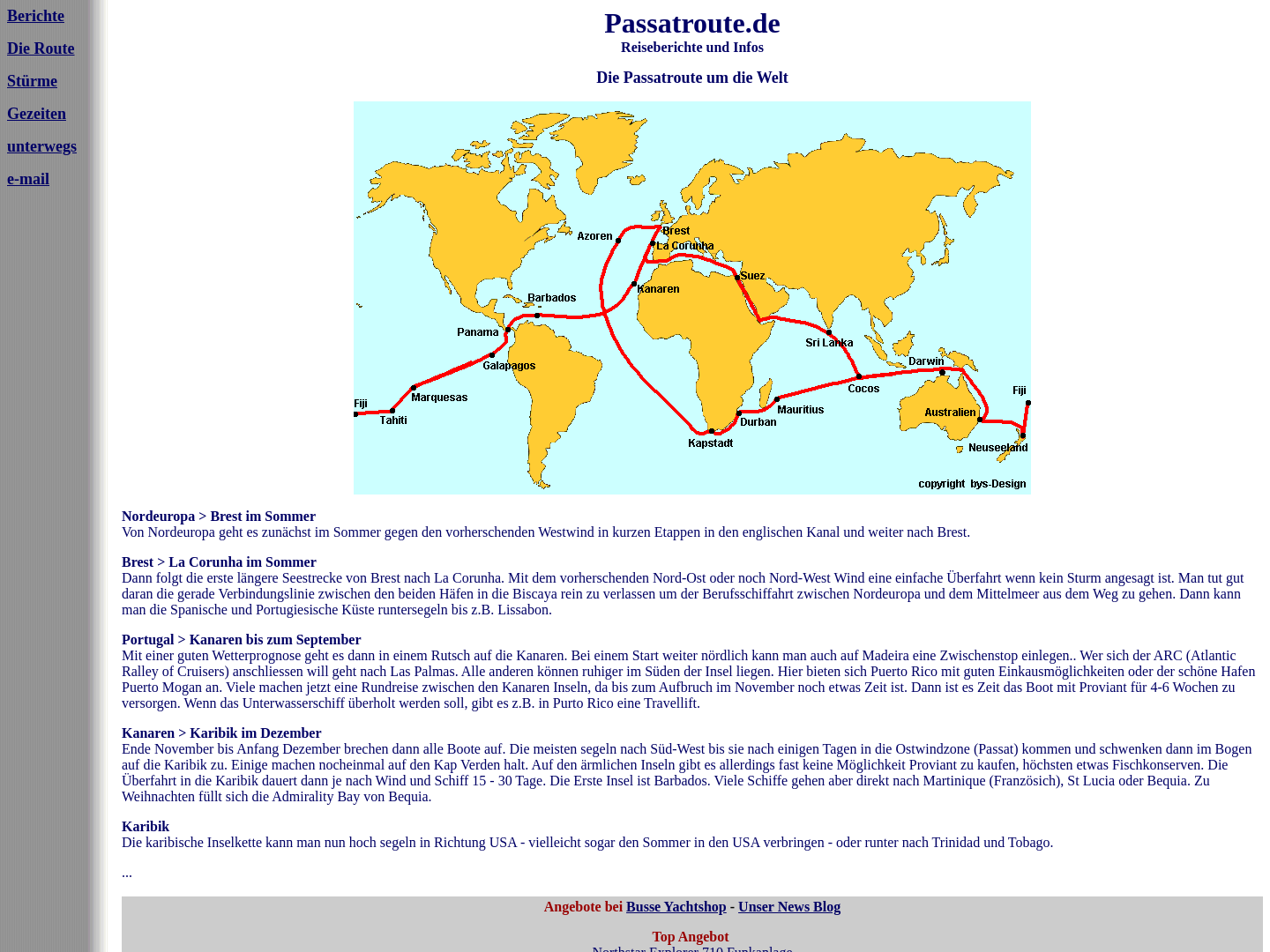 Die Passatroute um die Welt.