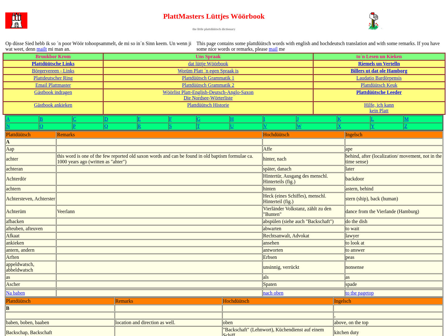 PlattMasters lüttjes plattdüütsch Wöörbook