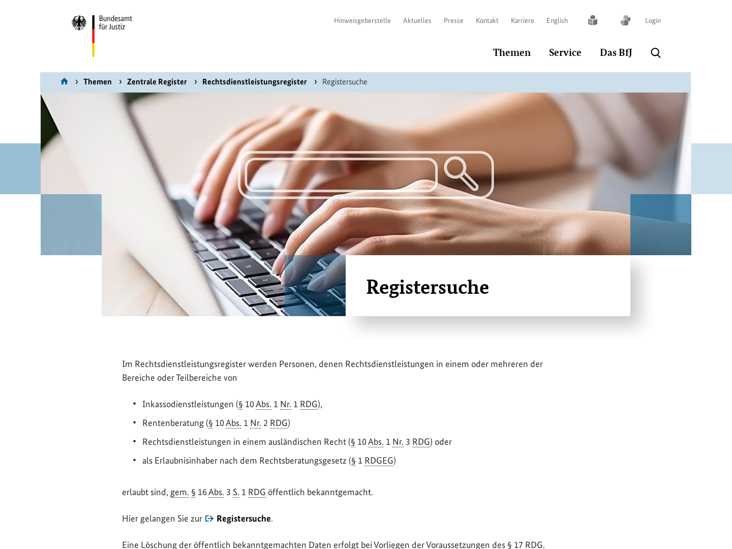 Justizportal - Verfahren