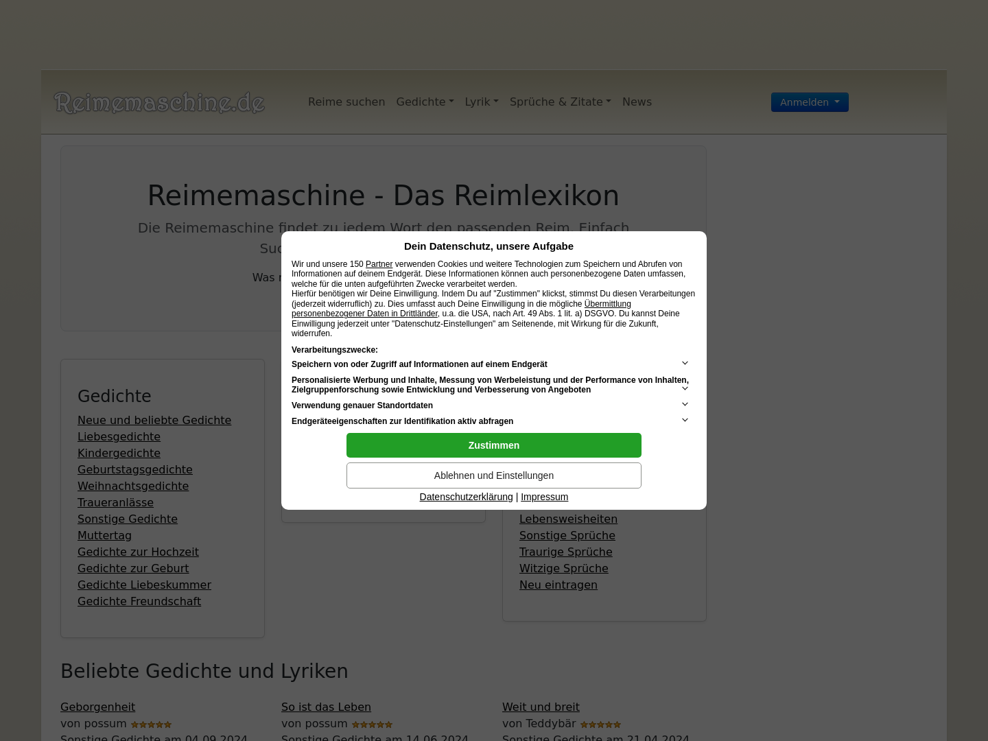 Reimemaschine und Gedichtesammlung
