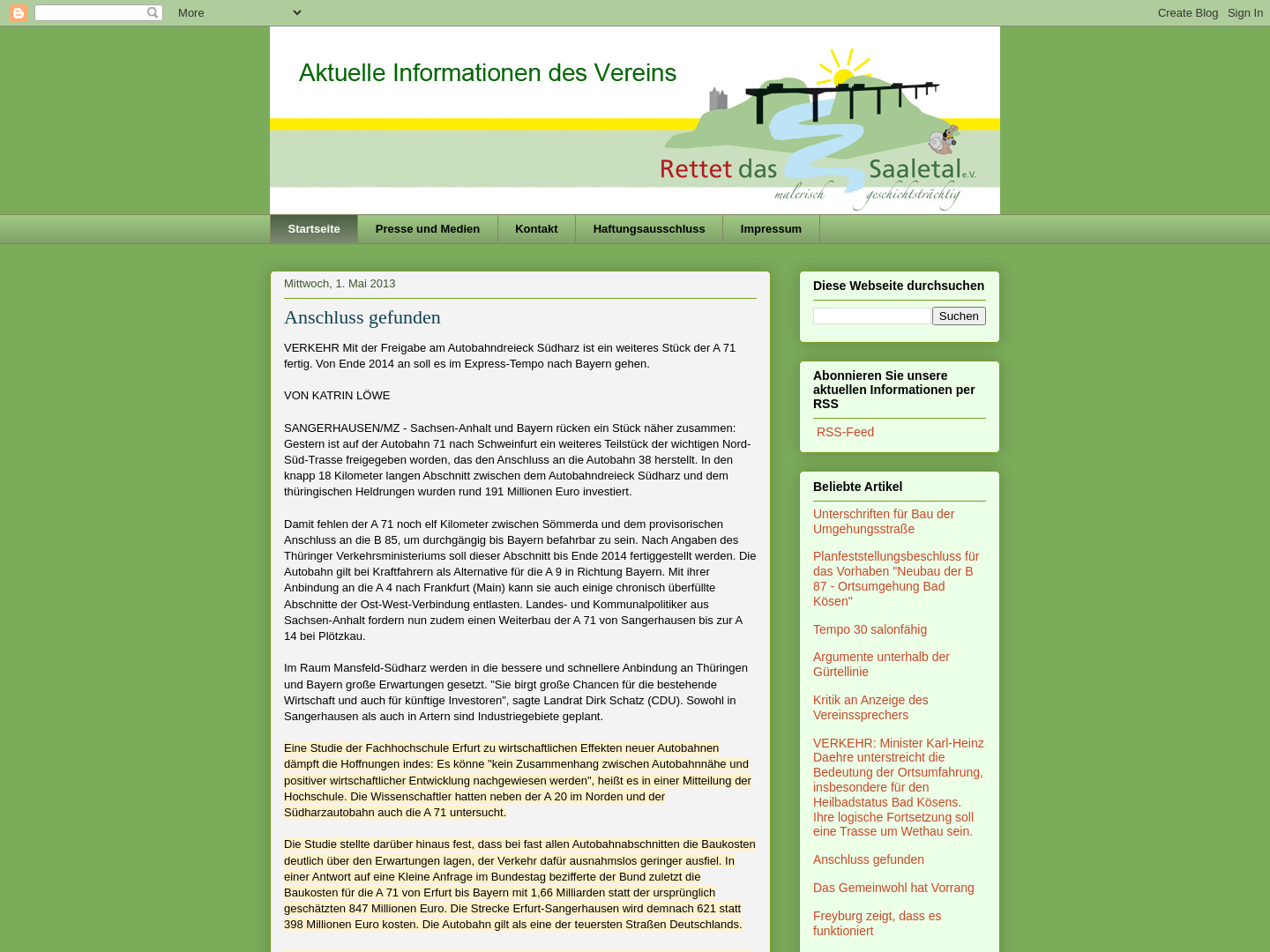 Verein "Rettet das Saaletal" e.V. Bad Kösen