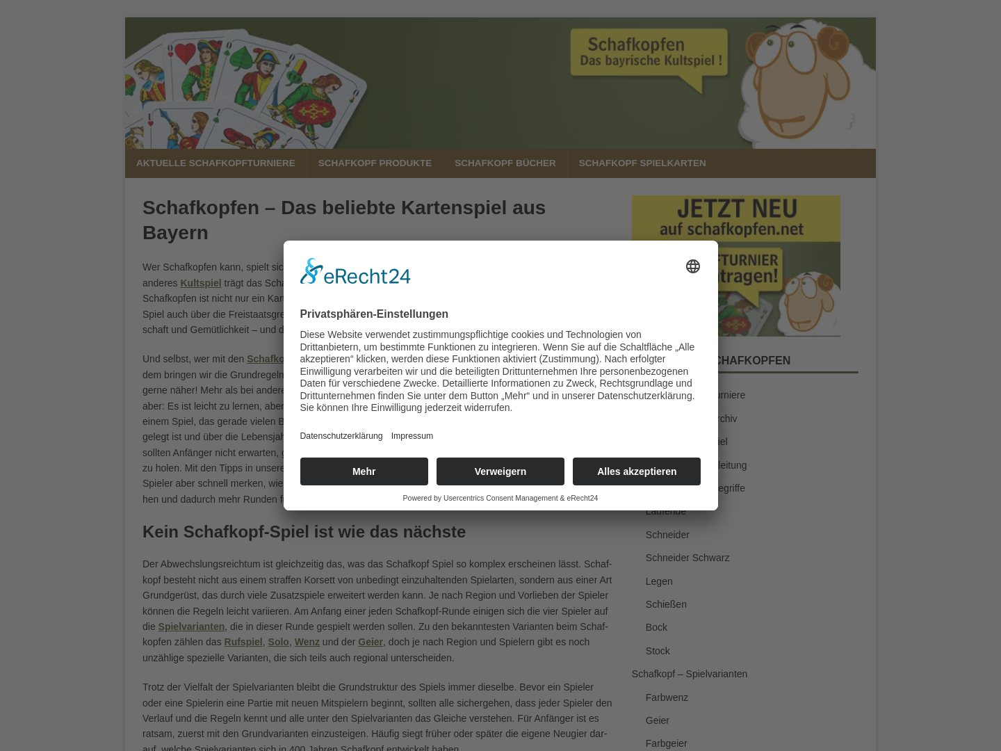 Schafkopfen Seite und Blog