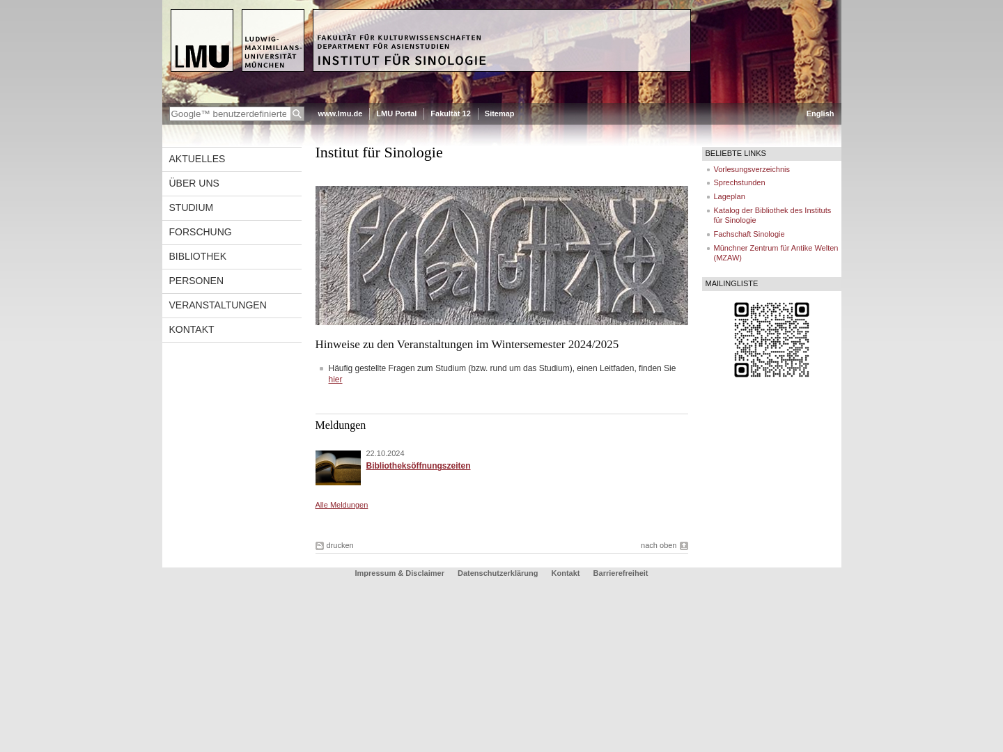 Institut für Sinologie der Ludwigs-Maximilians-Universität
