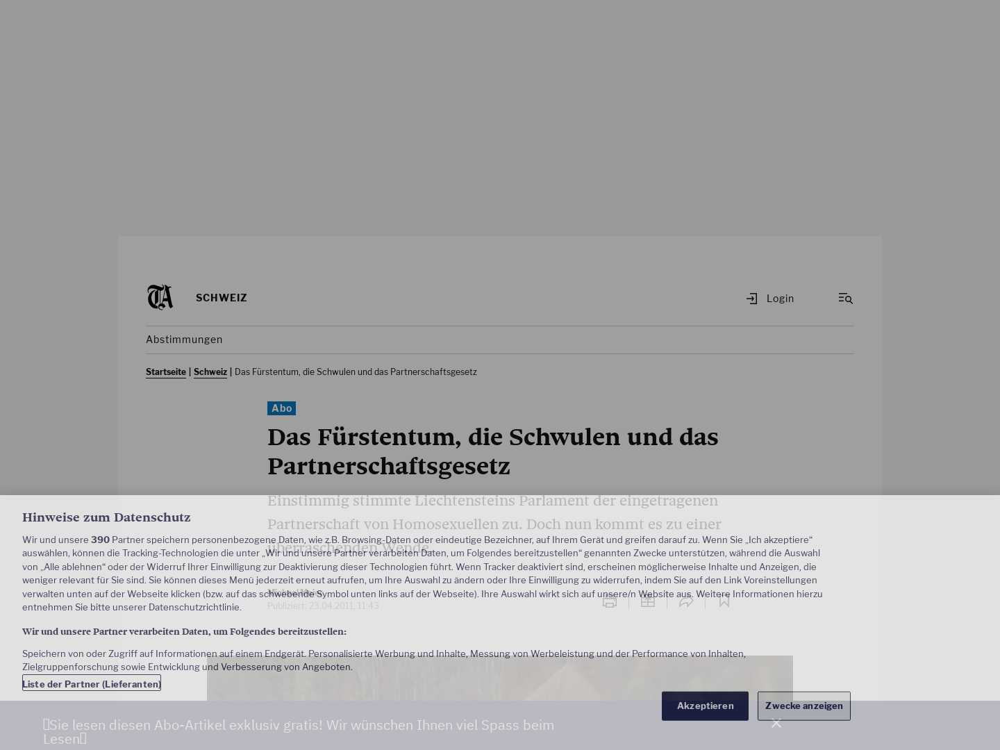 Das Fürstentum, die Schwulen und das Partnerschaftsgesetz  -  Tagesanzeiger.ch