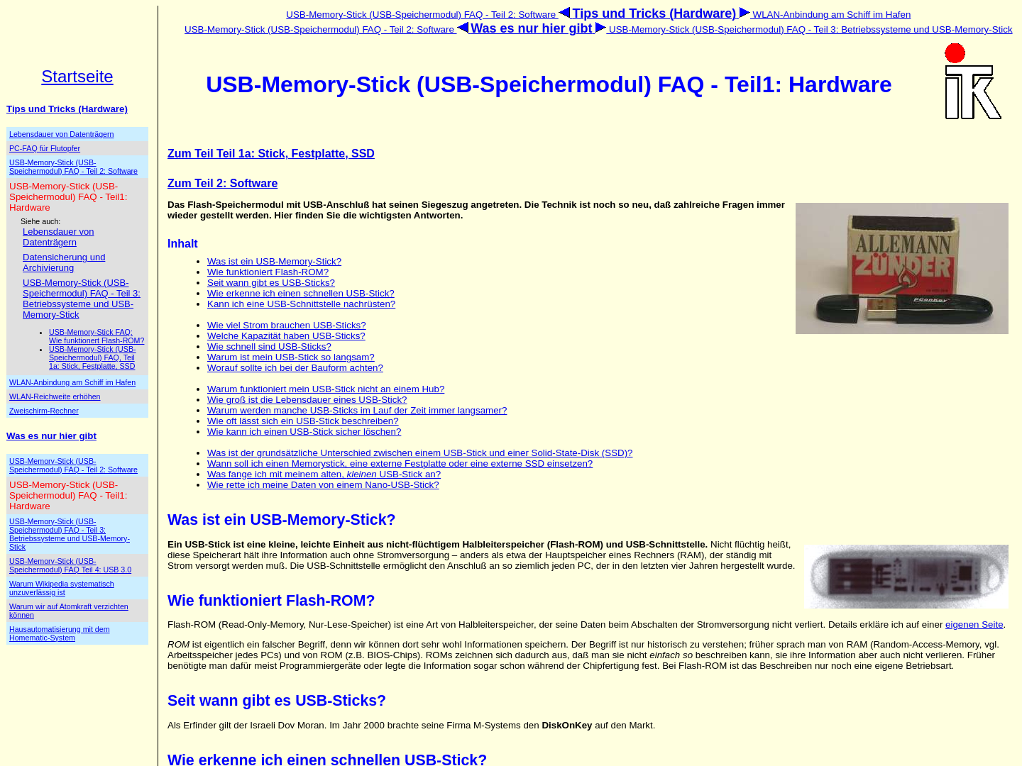 USB-Memory-Stick FAQ Hardware
