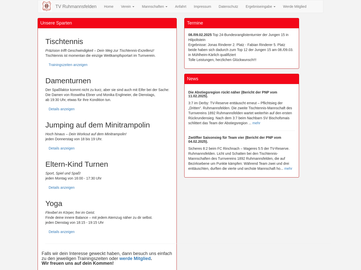 TV Ruhmannsfelden Tischtennisabteilung