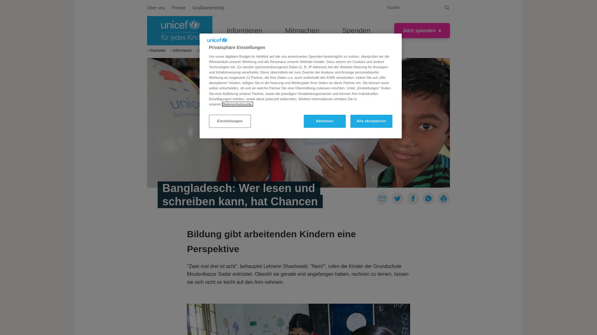UNICEF-Projekt: Bildung für arbeitende Kinder