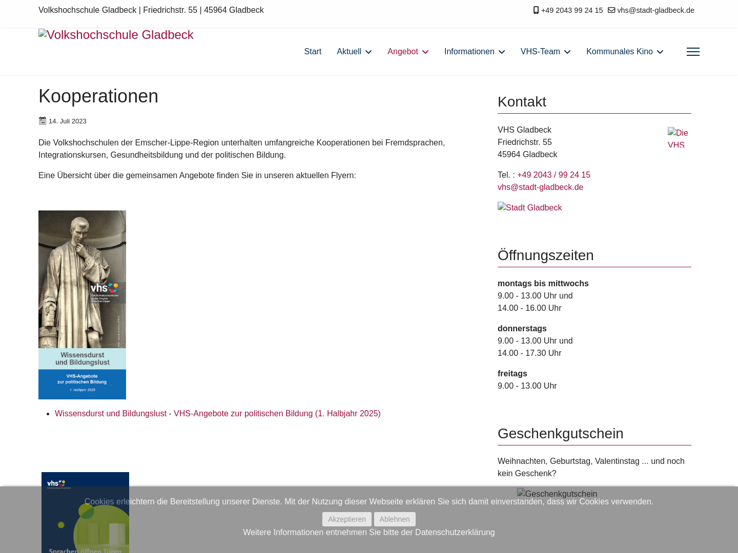 Volkshochschulen in der Region Emscher-Lippe