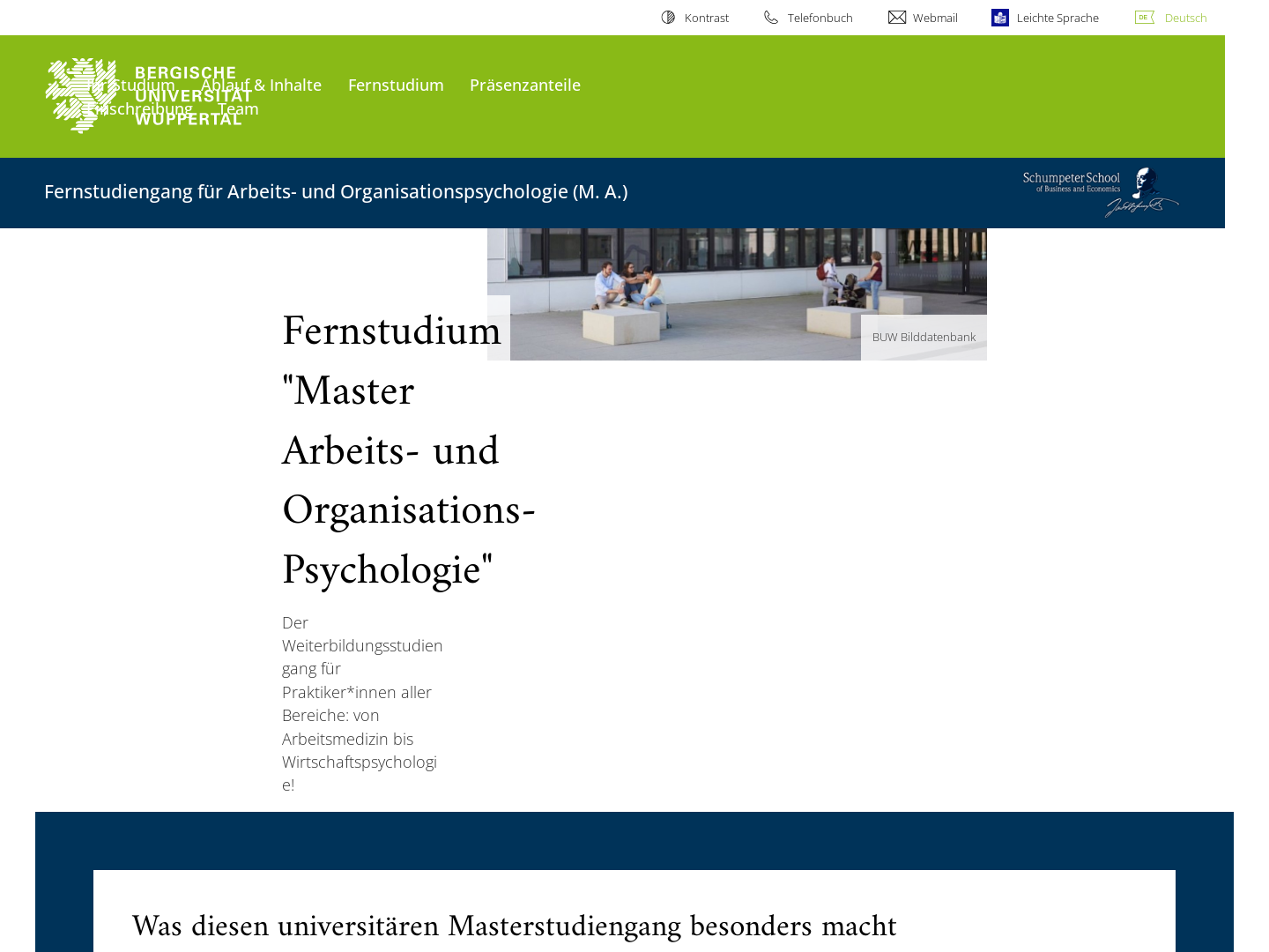 Weiterbildungsstudiengang Arbeits- und Organisationspsychologie