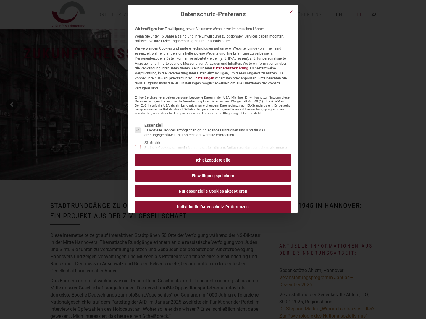 Zukunft heißt erinnern: Stadtrundgang zu Orten der Verfolgung und des Widerstands 1933-1945 in Hannover